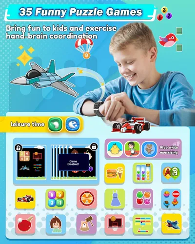 Vista 4 de Sueseip Reloj para Niños Juguetes para Niños de 6 a 8 años, pantalla táctil HD, doble cámara, reloj inteligente para niños de 5 a 7 años, juguetes
