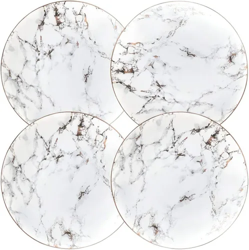 Vista 4 de Coffeezone Juego de 4 platos decorativos de porcelana con diseño de mármol (8 pulgadas)