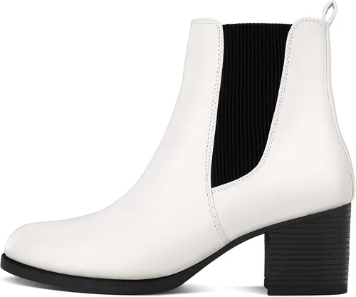 Vista 8 de COASIS Botas Chelsea de tacón grueso para mujer botines de tobillo con laterales elásticos
