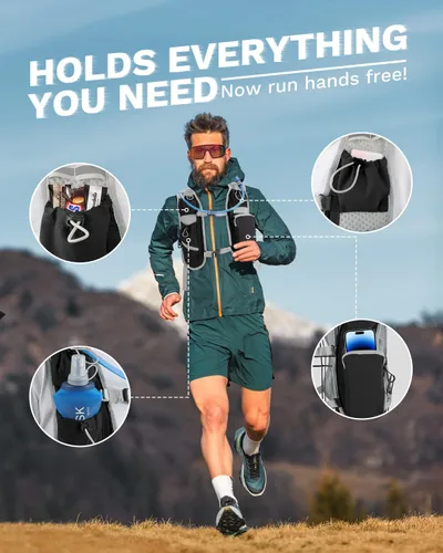 Vista 3 de Chaleco de correr para mujeres y hombres, mochila de hidratación para correr, chaleco para corredores, chaleco de hidratación, con soporte frontal