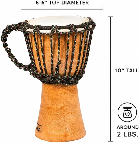 Vista 2 de Djembe Principiante Liso, 10" de alto, 5-6" cabeza
