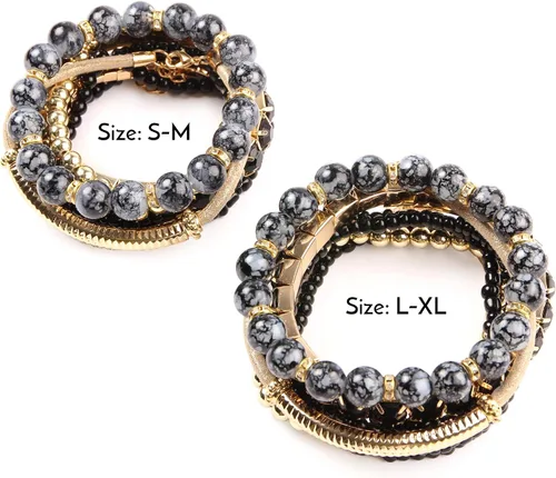 Vista 5 de RIAH Fashion - Pulseras apilables con cuentas de varios colores, pulseras para usar en capas