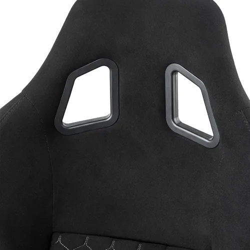 Vista 4 de Tamaño L Pieza De Asiento De Carreras Con Respaldo De Fibra De Vidrio Fuerte Universal Para Coches Tela Negra Costura De Diamante Blanca Con