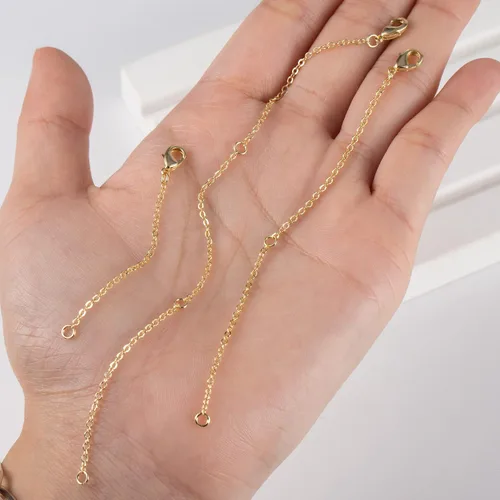 Vista 7 de Extensores de collar de oro, extensores de cadena de oro de 14 quilates con cierre de langosta, cadenas de extensión de collar, pulsera y tobillera