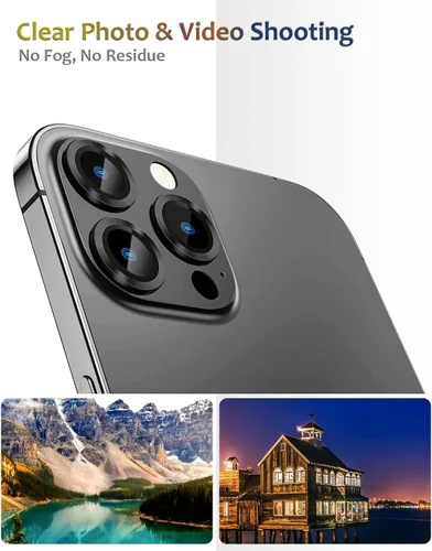 Vista 7 de Protector de lente de cámara compatible con iPhone 13 Pro/iPhone 13 Pro Max, protector de lente de cámara de metal más vidrio templado, diseño