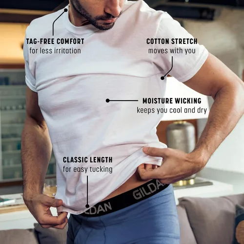 Vista 2 de Gildan - Camisetas elásticas de algodón para hombre, paquete múltiple