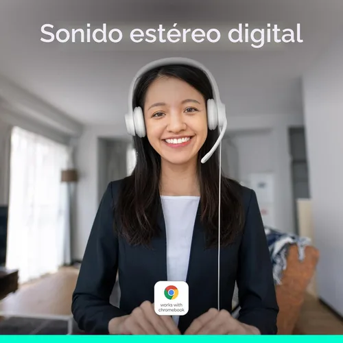 Vista 2 de Logitech H390 Wired Headset PC/Laptop Stereo Headphones, USB-A, Off-White Blanco hueso