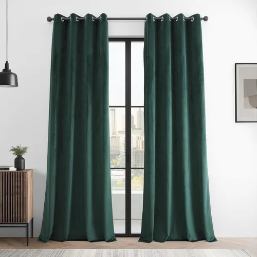 Vista 13 de HPD Half Price Drapes Juego de 2 paneles de cortinas básicas de terciopelo para oscurecer la habitación, cortinas con ojales de 96 pulgadas