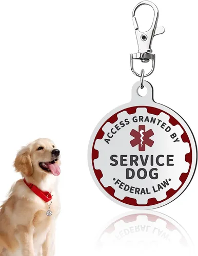 Vista 8 de Etiqueta de perro de apoyo emocional, etiqueta de identificación de metal para mascotas, etiqueta ESA, símbolo de alerta médica roja de doble cara