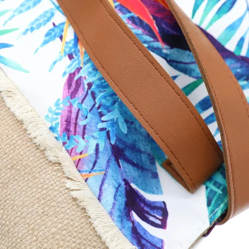Vista 84 de Bolso grande de paja para mujer, tejido de ratán, bolso de playa de verano, a rayas