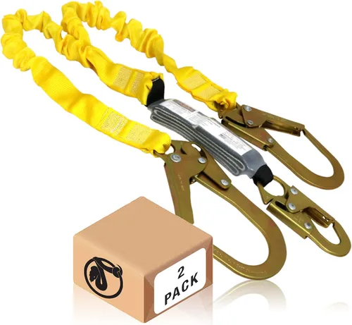 Vista 12 de KwikSafety - Charlotte, NC - Python [Amortiguador externo] Cordón de seguridad de doble pierna de 6 pies OSHA ANSI Equipo de retención de protección