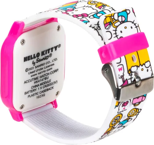 Vista 4 de Accutime Hello Kitty Reloj digital de cuarzo para niños, multicolor, con correa blanca de Hello Kitty y sus amigos (modelo HK4161AZ), Varios