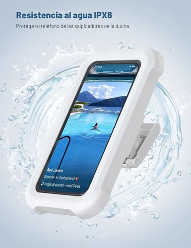 Vista 3 de Lamicall - Soporte para teléfono de ducha impermeable, funda giratoria de 480° para montaje en pared Blanco nieve