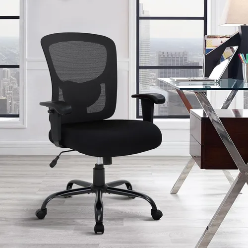 Vista 2 de Silla de oficina, silla de escritorio ergonómica con soporte Lumar, silla giratoria para juegos con reposabrazos ajustable, malla transpirable