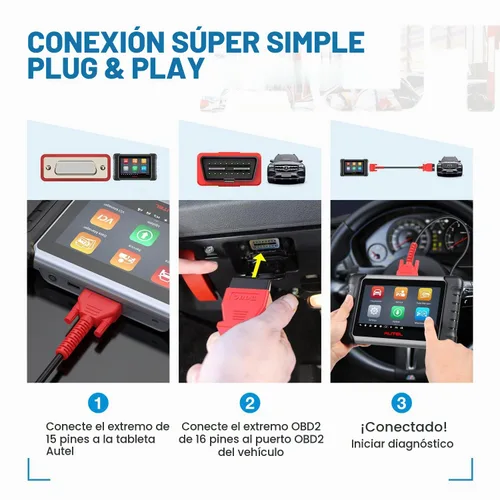 Vista 4 de Cable de prueba principal OBD2 Autel, original de 5.6 pies/1.7 metros, conector de prueba de diagnóstico OBDII de 16 pines DB15 compatible con serie