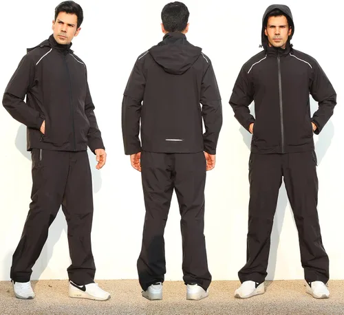 Vista 2 de K.E.J. Chaqueta impermeable de golf para hombre, impermeable, ligera, traje de golf para senderismo, ciclismo, correr, camping, viajes
