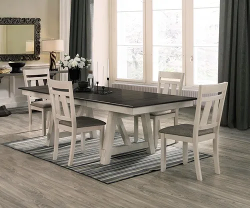 Vista 20 de WILLIAMSPACE Mesa de Comedor Extensible de Madera de 106" para 8 a 12, Mesa de Cocina Rectangular Rústica Campestre, Mesa de Comedor Grande