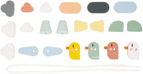 Vista 4 de Janod - Sweet Cocoon Thread Beads - 21 Birds, Wings and Clouds - Develops Fine Motor Skills - FSC Wooden Toy - Learning Game - From 24 Months, J04050