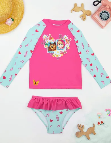 Vista 4 de Masha and the Bear Conjunto de traje de baño de manga larga para niñas