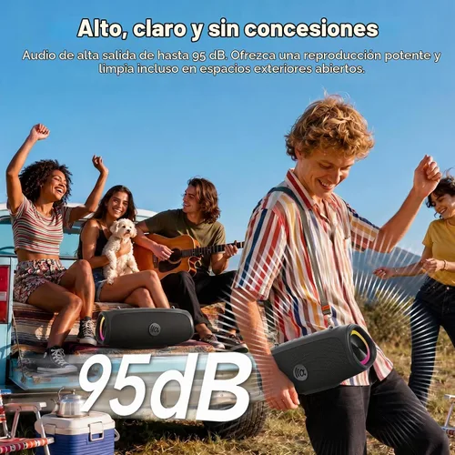 Vista 4 de TAZATA Altavoz Bluetooth inalámbrico, altavoces para exteriores Boombox con Negro