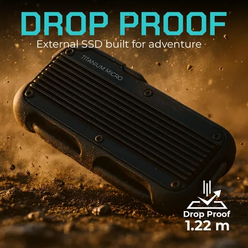 Vista 3 de Mercury SSD portátil externo 500GB 1000MB/s resistente a prueba de gotas de agua USB-C