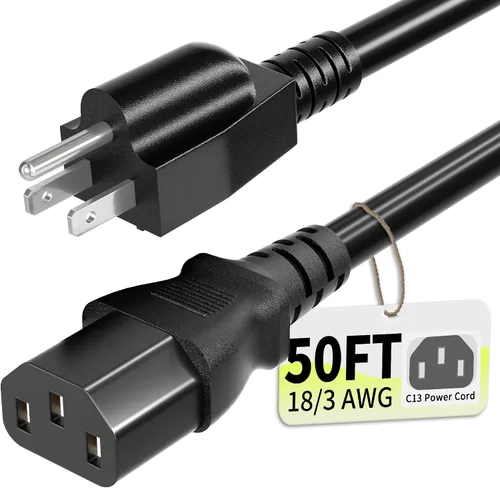 Vista 15 de Vockjour Cable de alimentación universal de 3 pies (0.93m), cobre puro ETL, negro