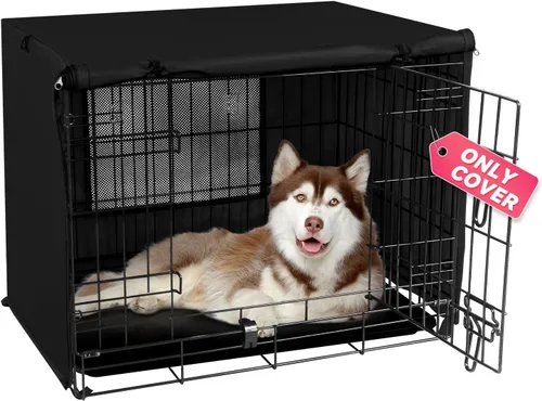 Vista 10 de Seiyierr Funda para jaula de perro – Funda para perrera para jaula de perro de 24 pulgadas, cubierta de poliéster de doble puerta para jaula