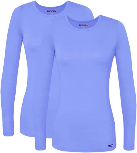 Vista 10 de Sivvan Scrubs for Women - Long Sleeve Comfort Underscrub Tee 2-Pack Negro