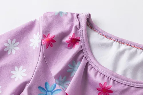 Vista 4 de Disfraz de princesa para niñas pequeñas, disfraz de Elsa (7 años, morado), Púrpura