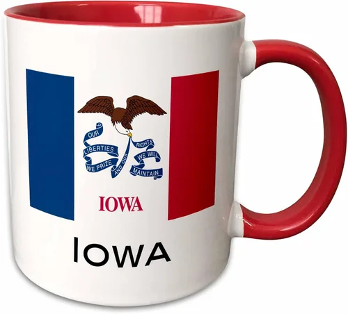 Vista 9 de 3dRose Taza de dos tonos con la bandera del estado de Iowa, 11 onzas, negro/blanco