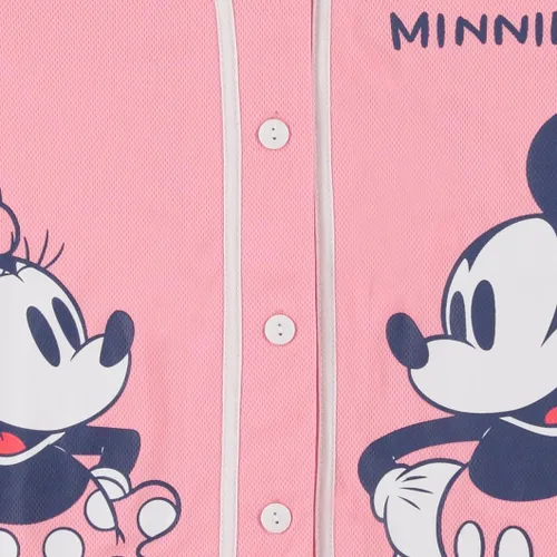Vista 5 de Disney Camiseta de béisbol de Mickey Mouse con botones para mujer, diseño de Mickey y Minnie Mouse