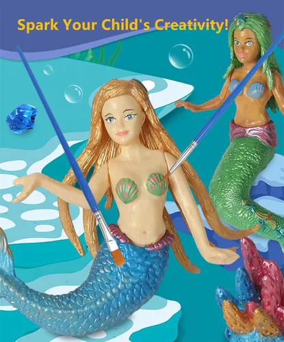Vista 6 de BESTYMXY Kit de pintura de juguetes de sirena, kit de pintura de sirena, juego de arte para niños, juego de arte y manualidades de sirena, juguetes
