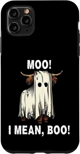 Vista 13 de iPhone 16 Funny Ghost Highland Cow Halloween Moo I Mean Boo Men Women Case