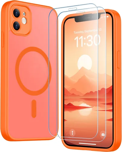 Vista 276 de SPIDERCASE Funda magnética translúcida diseñada para iPhone 11, con 2 protectores de pantalla de vidrio templado, antihuellas, para iPhone 11 de 6.1