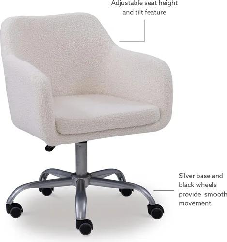 Vista 11 de Linon Home Decor Products Linon Brooklyn Sherpa - Silla de oficina, color marfil