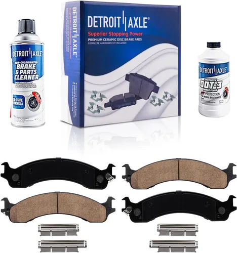 Vista 63 de Detroit Axle - Pastillas de freno para Ford F-150 99-03, 02 Lincoln Blackwood, Pastillas de freno de cerámica delanteras y traseras con repuesto
