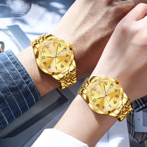 Vista 4 de OLEVS Reloj para Hombre Mujer Cara Grande Unisex Diamante Lujo Vestir Analógico Cuarzo Acero Inoxidable Impermeable Luminoso Fecha Negocios Informal