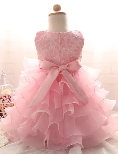 Vista 4 de NNJXD - Vestido de niña con volados y encaje, para fiesta o boda