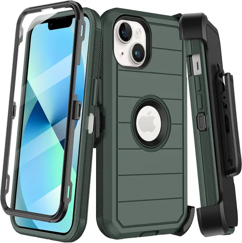 Vista 14 de KECAI Funda para iPhone 13 Mini con Protector de Pantalla Integrado, Funda con Clip para Cinturón, Resistente de Servicio Pesado a Prueba de Golpes