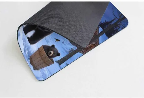 Vista 4 de Smooffly Alfombrilla de ratón para juegos personalizada, alfombrilla de ratón grande de goma antideslizante de oso de invierno