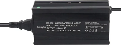 Vista 3 de Cargador de batería de 48 voltios y 10 amperios compatible con Club Car para carros de golf de 48 voltios con enchufe redondo de 3 pines