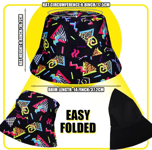 Vista 2 de JenPen Juego de 2 sombreros tipo cangurera de los años 80 y 90 para hombres y mujeres, accesorios retro para fiestas deportivas de verano