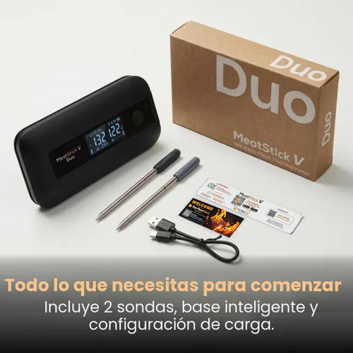 Vista 6 de MeatStick V Duo - Termómetro inalámbrico para carne con 2 sondas, WiFi y Bluetooth de más de 900 pies, pantalla LCD de base inteligente