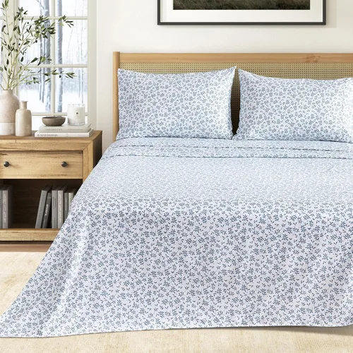 Vista 10 de Juego de sábanas de microfibra estampada de 3 piezas tamaño individual - Sábanas y fundas de almohada cepilladas ultra suaves - Resistentes a las 21