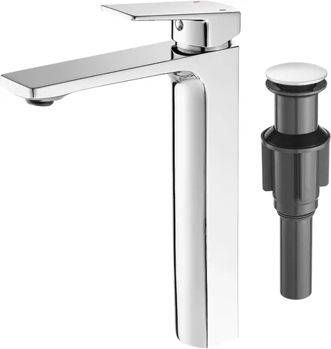 Vista 17 de VOTON - Grifo de fregadero de baño de oro cepillado con una sola manija y desagüe desplegable para lavabo de 1 agujero o 3 agujeros con placa