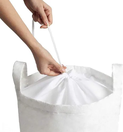 Vista 3 de Ambesonne Bolsa de lavandería con diseño de estrellas grandes, monocromática, diseño moderno con temática de noche estrellada, cesta con asas