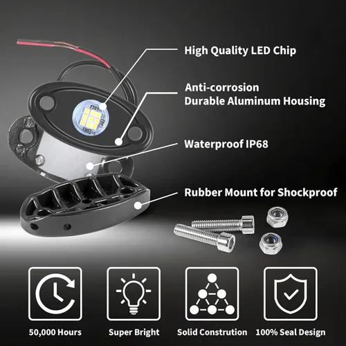 Vista 5 de 120Pods blanco LED Rock luces neón bajo luz para coche camión ATV SUV debajo del cuerpo resplandor luz Trail Fender Iluminación