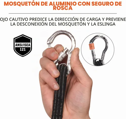 Vista 5 de Ergodyne squids Cordón Elástico para herramientas – Single – Mosquetón Negro