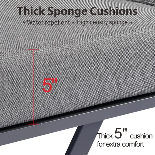 Vista 3 de HOOOWOOO Juego de muebles de aluminio para patio al aire libre, 5 piezas, sofá moderno de mediados de siglo, asiento de sofá resistente a la Gris