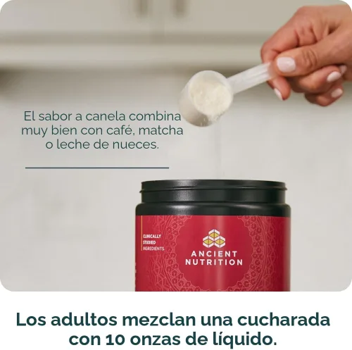 Vista 7 de Ancient Nutrition Péptidos de colágeno hidrolizados avanzados, proteína en polvo magra con probióticos y vitamina C, canela, para mujeres y hombres
